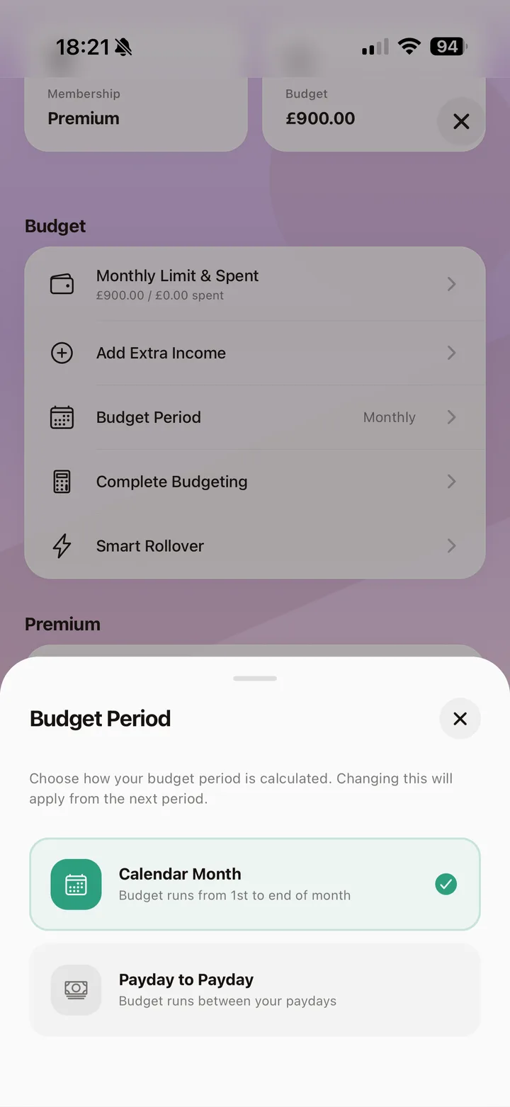 Account and Budget Control Center detail