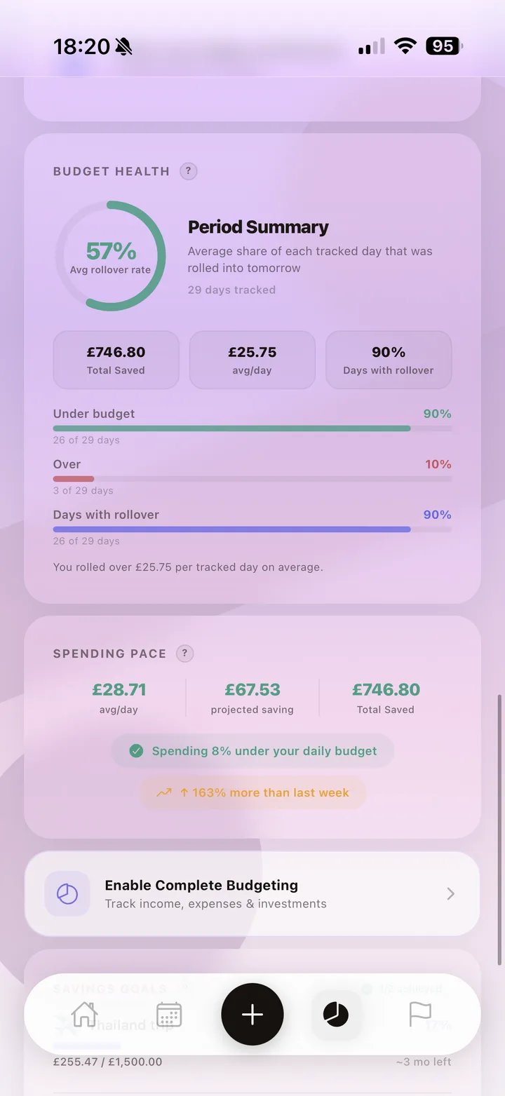 Budget Health, Pace, and Rollover Review