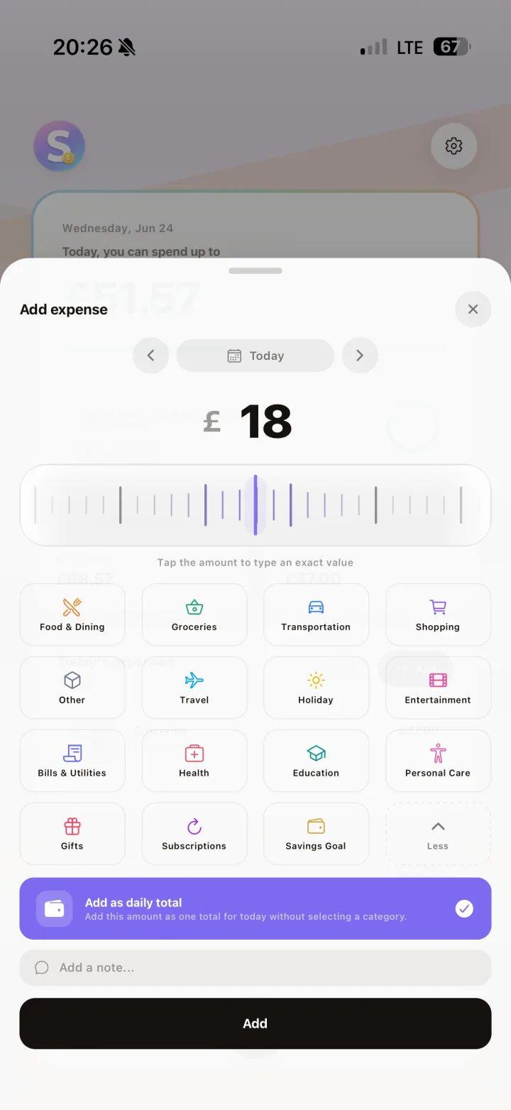 Fast Add Expense detail