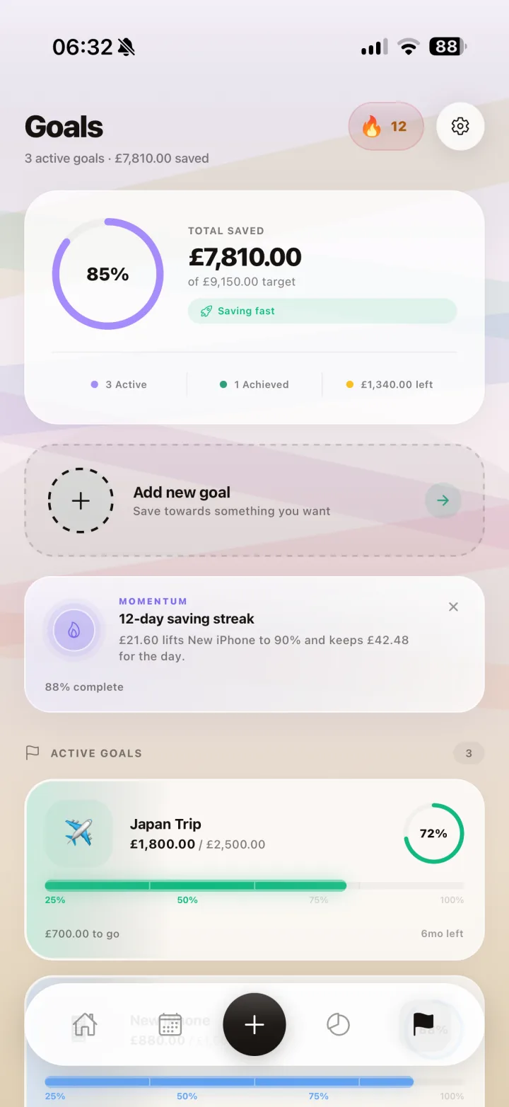 Personalized Goal Builder + Goals Command Center detail