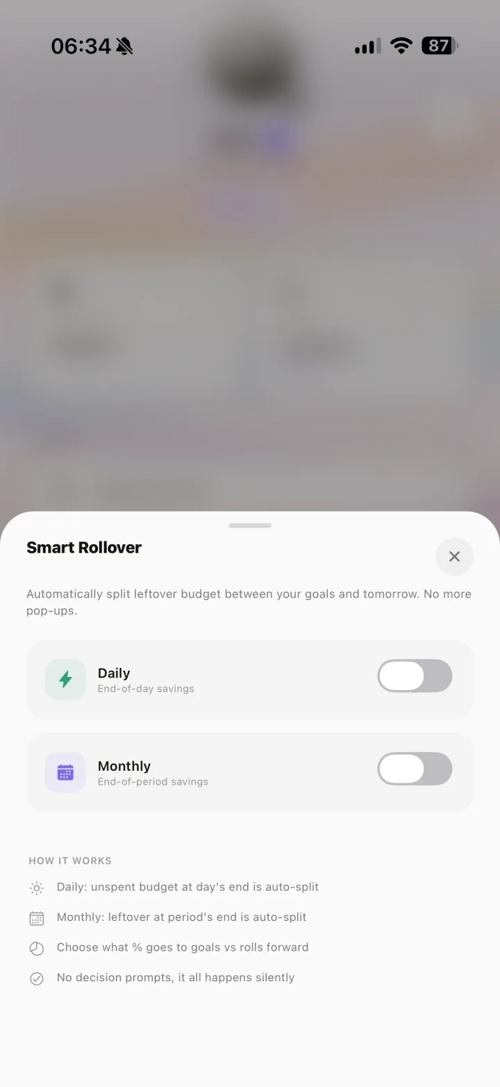 Guided Budget Planner and Rollover Setup detail