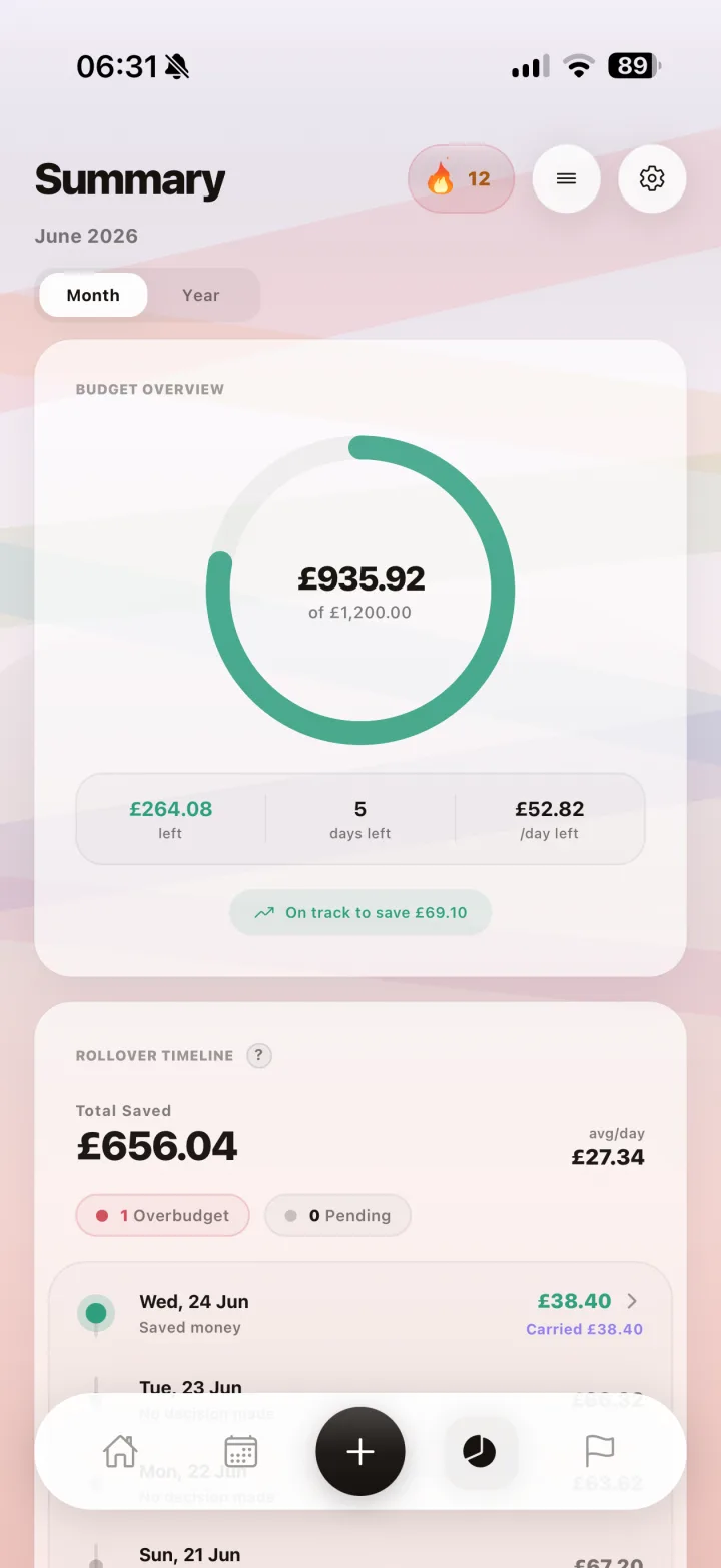 Smart Daily Budget Dashboard detail